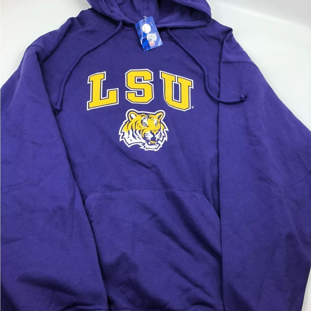 NEW LSU Tigers Pullover Purple Hoodie Hooded Sweatshirt Louisiana XL